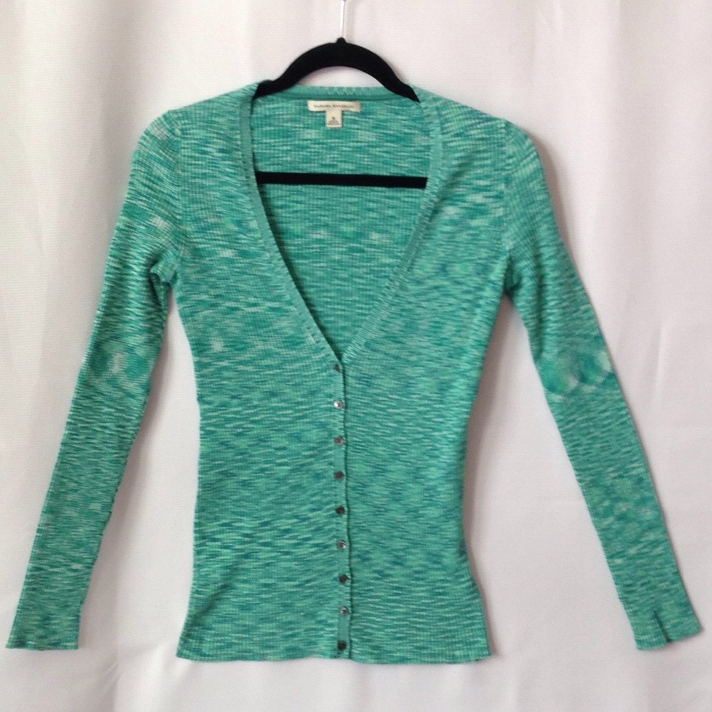 Banana Republic Green Patterned Cardigan Sweater